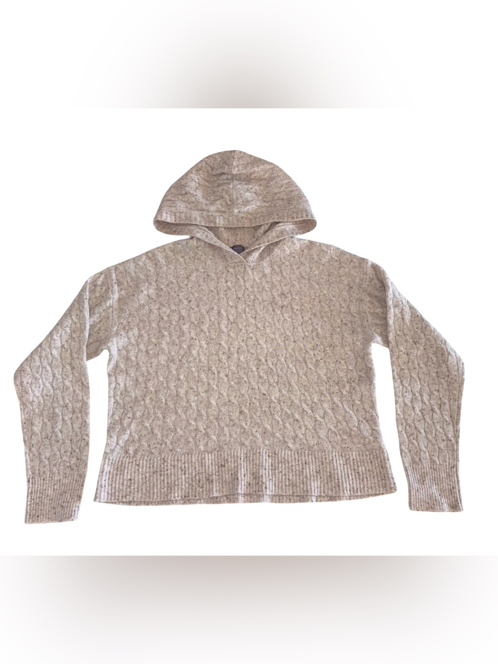 Auden Luxury Collection L Oatmeal Cable Knit Hooded Sweater Cozy Pullover
